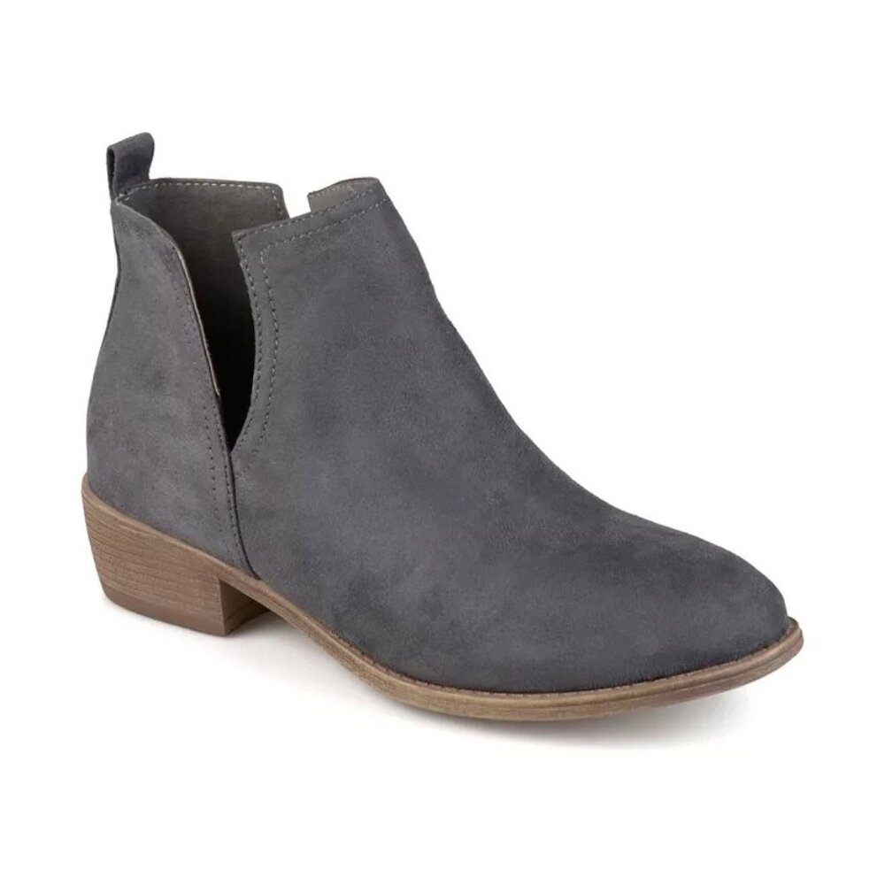 Journee Collection Rimi Notched Ankle Booties Gray Size 6.5 MSRP $109